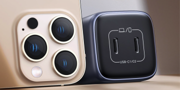 UGREEN Nexode Mini Dual 45W charger is so small, it's the same width as an iPhone camera hump.