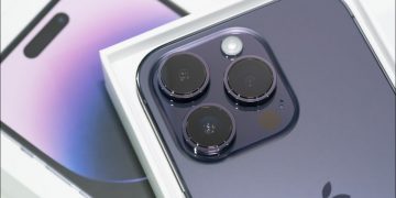 purple iPhone 14 Pro in box