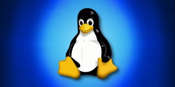 Linux Penguin Mascot Tux on blue