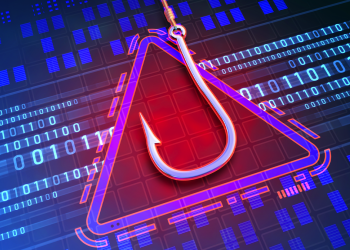 An illustration of a fish hook on a Matrix-inspired background.