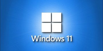 A simple Windows 11 logo on a blue background