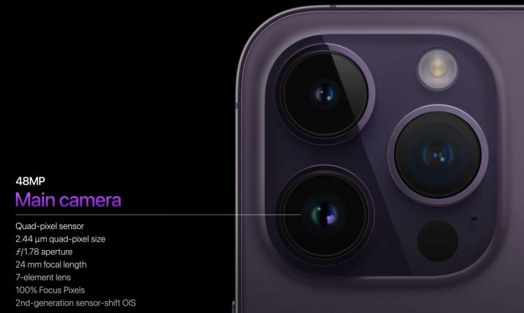 iPhone 14 Pro and Pro Max have a new 48-megapixel primary (wide) camera.