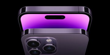 iPhone 14 Pro in Deep Purple color.