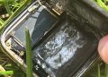 Apple Watch Series 7 that reportedly overheated and blew up - a view of the damaged battery.