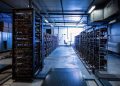 Bitcoin and crypto mining farm. Big data center.