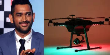 MS Dhoni launches droni Made in India consumer camera drone made by garuda aerospace
