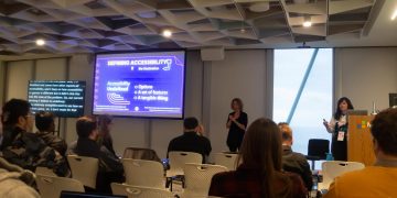 Ubisoft's Aderyn Thompson gives a talk at the #a11yTO Gaming conference on October 15th.