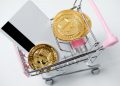 Cryptocurrency and payments card in shopping cart oogle cloud coinbase