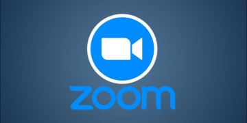 Zoom logo on a background.