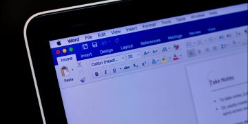 Word document open on a laptop computer