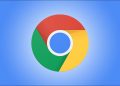 Google Chrome logo on a blue background
