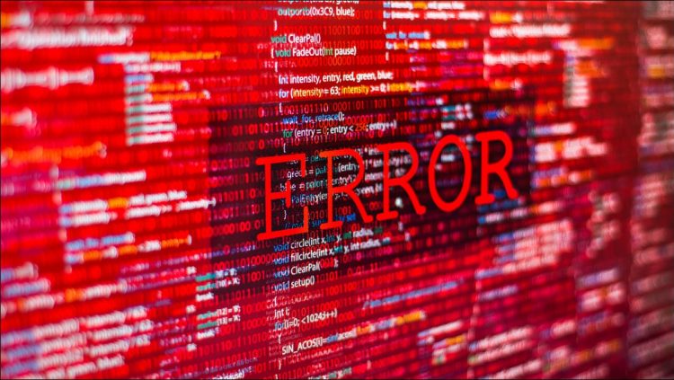 Graphic showing a red error message overlayed on computer code