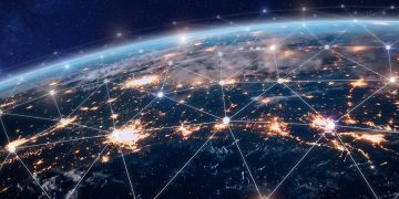 1 network internet connected grid earth power satellite view