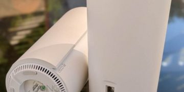 The TP-Link Deco XE200 AXE11000 Whole Home Mesh Wi-Fi 6E mesh system comes in a 2-pack of two identical routers.