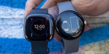 fitbit sense 2 vs google pixel watch held above