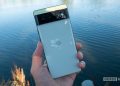 The Google Pixel 6 in Sorta Seafoam color in hand