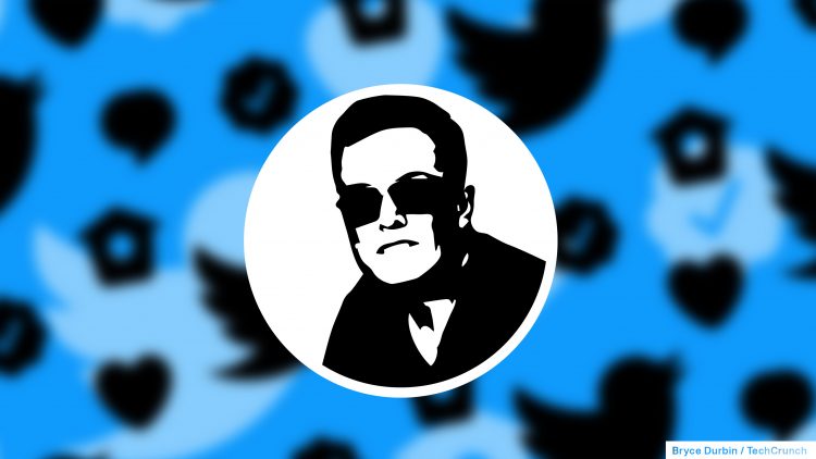 Elon Musk icon over twitter icons