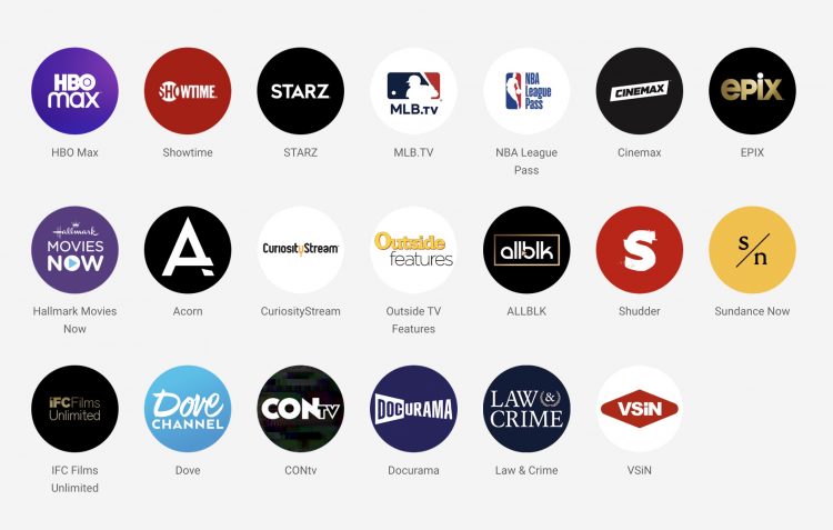 YouTube TV Standalone Networks