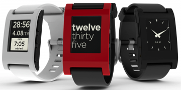 The original Pebble smartwatch.