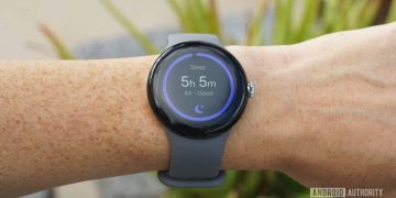A Google Pixel Watch user checks their Sleep Score on the device.