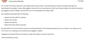 Google's Nest Wifi Pro speeds limited to 50Mbps for some users