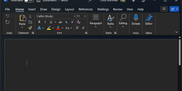 Microsoft Word in dark mode on Windows 11
