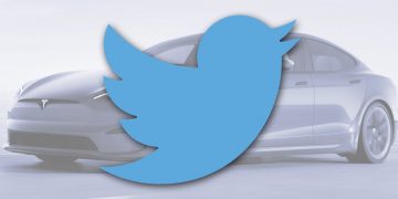 Twitter logo Tesla car
