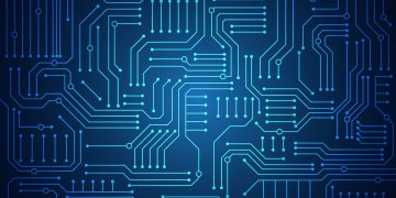 Circuit technology background with hi-tech digital stock illustration