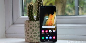 Samsung Galaxy S21 Ultra stood by cactus