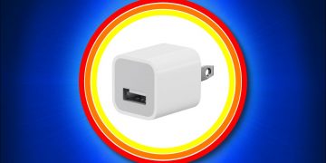 A warm or hot smartphone charger on a blue background