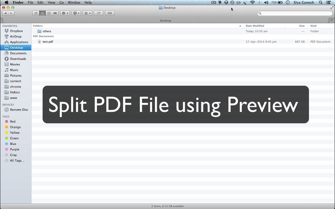 Split PDF in Preview under Mac